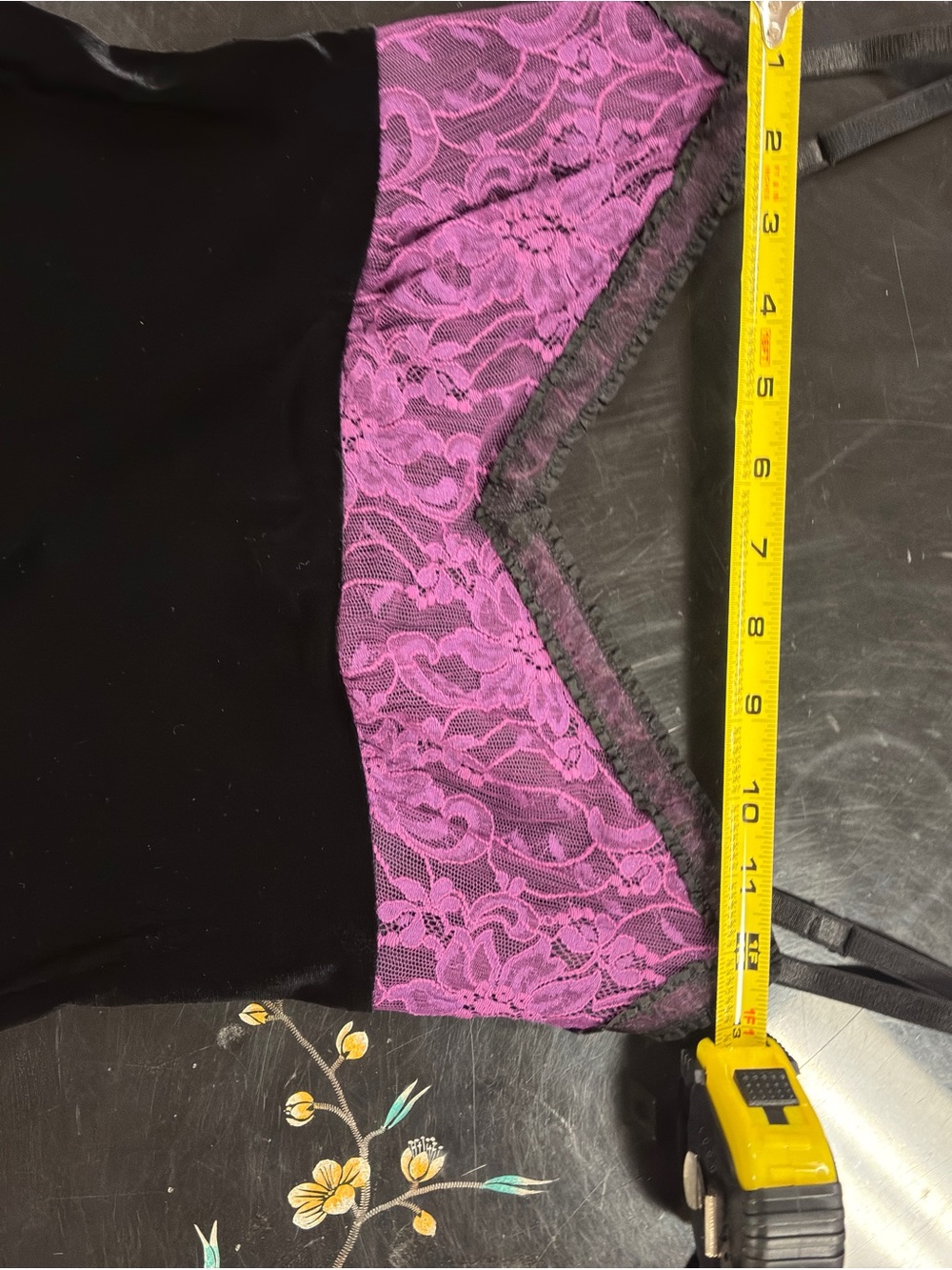 Betsey Johnson Black Slip Dress with Pink & Purple Lace Accent - Picture 12 of 16